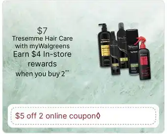 Walgreens Tresemme Hair Care offer