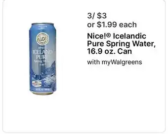 Walgreens Nice! Icelandic Pure Spring Water, 16.9 oz. Can offer
