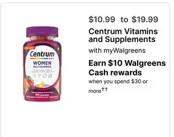 Walgreens Centrum Vitamins and Supplements offer