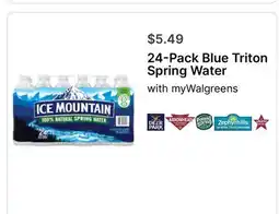 Walgreens 24-Pack Blue Triton Spring Water offer