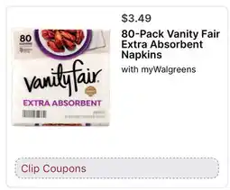 Walgreens 80-Pack Vanity Fair Extra Absorbent Napkins offer