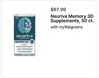 Walgreens Neuriva Memory 3D Supplements, 50 ct offer