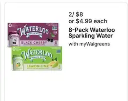 Walgreens 8-Pack Waterloo Sparkling Water offer