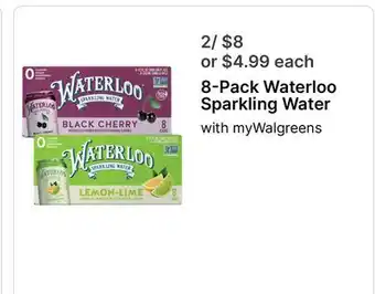 Walgreens 8-Pack Waterloo Sparkling Water offer