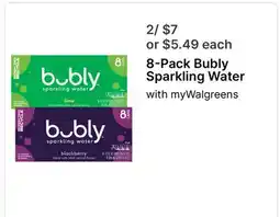 Walgreens 8-Pack Bubly Sparkling Water offer