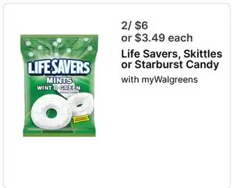 Walgreens Life Savers, Skittles or Starburst Candy offer