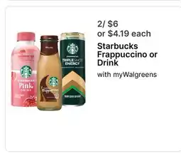 Walgreens Starbucks Frappuccino or Drink offer