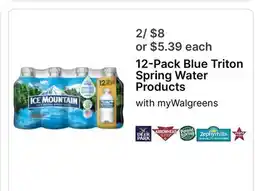 Walgreens 12-Pack Blue Triton Spring Water Products offer