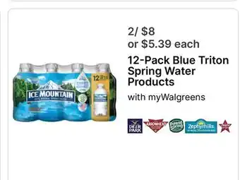 Walgreens 12-Pack Blue Triton Spring Water Products offer
