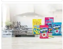Walgreens Lemon Heads, Nerds or Sweetarts Candy offer
