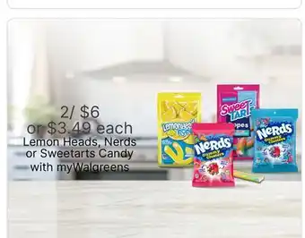 Walgreens Lemon Heads, Nerds or Sweetarts Candy offer