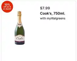 Walgreens Cook's, 750ml offer