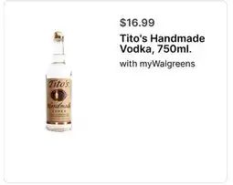 Walgreens Tito's Handmade Vodka, 750ml offer
