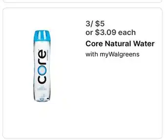 Walgreens Core Natural Water offer