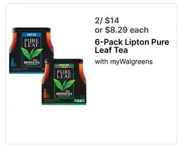 Walgreens 6-Pack Lipton Pure Leaf Tea offer