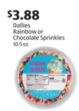 Aldi Dallies Rainbow or Chocolate Sprinkles offer