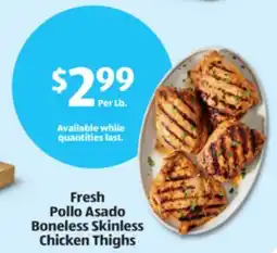 Aldi Fresh Pollo Asado Boneless Skinless Chicken Thighs offer