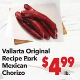 Vallarta Supermarkets Vallarta Original Recipe Pork Mexican Chorizo offer