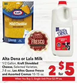 Vallarta Supermarkets Alta Dena or Lala Milk offer