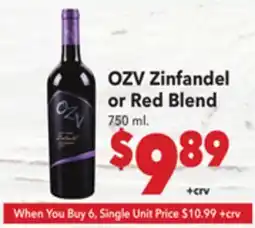 Vallarta Supermarkets OZV Zinfandel or Red Blend offer