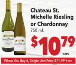 Vallarta Supermarkets Chateau St. Michelle Riesling or Chardonnay offer