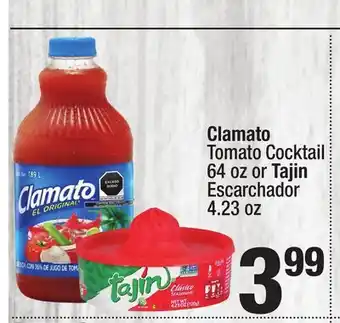Super King Markets Clamato Tomato Cocktail 64 oz or Tajin Escarchador 4.23 oz offer