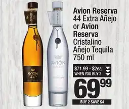 Super King Markets Avion Reserva 44 Extra Añejo or Avion Reserva Cristalino Añejo Tequila offer