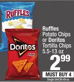 Super King Markets Ruffles Potato Chips or Doritos Tortilla Chips offer