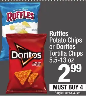 Super King Markets Ruffles Potato Chips or Doritos Tortilla Chips offer