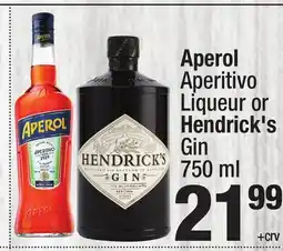 Super King Markets Aperol Aperitivo Liqueur or Hendrick's Gin offer