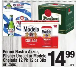 Super King Markets Peroni Nastro Azzur, Pilsner Urquel or Modelo Chelada offer