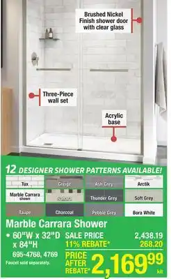 Menards Marble Carrara Shower offer