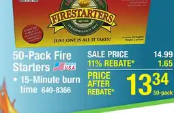 Menards 50-Pack Fire Starters offer
