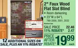Menards 2 Faux Wood Flat Slat Blind offer