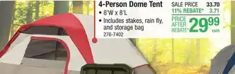 Menards 4-Person Dome Tent offer