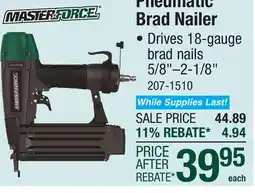 Menards MASTERFORCE Pneumatic Brad Nailer offer