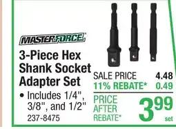 Menards Masterforce 3-Piece Hex Shank Socket Adapter Set offer