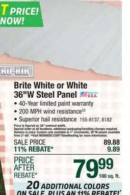 Menards Brite White or White 36W Steel Panel offer