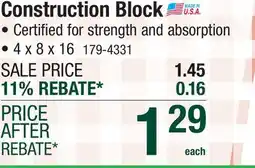 Menards Construction Block offer