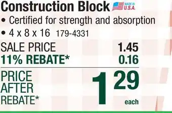 Menards Construction Block offer