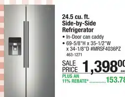 Menards 24.5 cu. ft. Side-by-Side Refrigerator offer