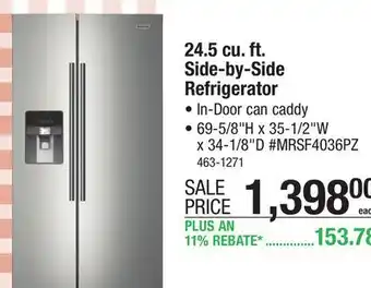 Menards 24.5 cu. ft. Side-by-Side Refrigerator offer