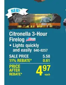 Menards Citronella 3-Hour Firelog offer