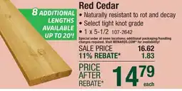 Menards Red Cedar offer