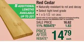 Menards Red Cedar offer