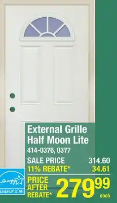 Menards External Grille Half Moon Lite offer