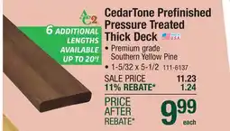 Menards CedarTone Prefinished Pressure Treated Thick Deck offer