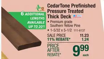 Menards CedarTone Prefinished Pressure Treated Thick Deck offer