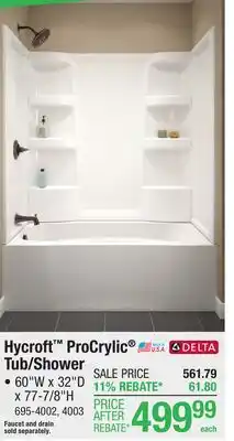 Menards Hycroft ProCrylic Tub/Shower offer
