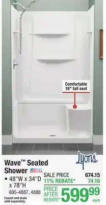 Menards Wave Seated Shower offer